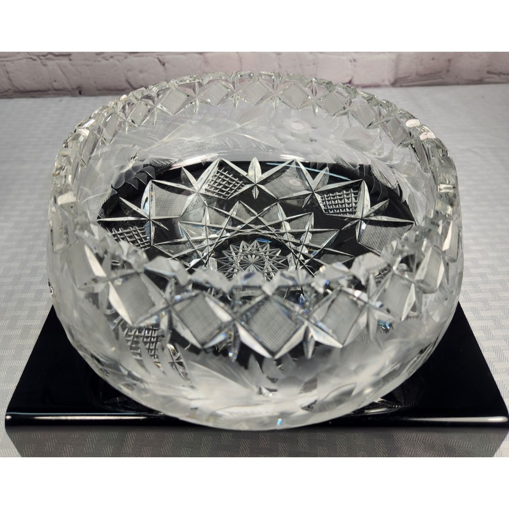 Beyer Germany‎ Large Crystal Cut Bowl VINTAGE 1919 Hobstar ABP Style Sawtooth